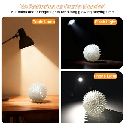 petizer 2.5 Inch 6 Pack Glowing Squeaky Ball for Dogs - Durable Rubber Spiky Balls for Small Dog, Bouncy Glow in the Dark Fetching Balls Indoors & Outdoors, Puppy Teething Chew & Training Toys - size: 2.5‘’