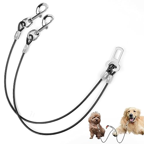 Dog Seat Belt Harness for Car,2pcs Dog Seatbelt of Coated Wire Leash Safety Restraint,No Chew Tether Cable Vehicle Dogs Accessories,Double Clips & Latch (2-in-1 Harness, 16 inch/40 CM) - color: 2-in-1 harness, size: 16 inch/40 CM