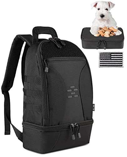 DBTAC Tactical Pet Backpack for Small Dogs & Cats - Compact Travel Bag with Insulated Pocket & 1x Detachable Food Container Included | Outdoor Hiking, Road Trip, Airplane Approved (Black) - color: Black
