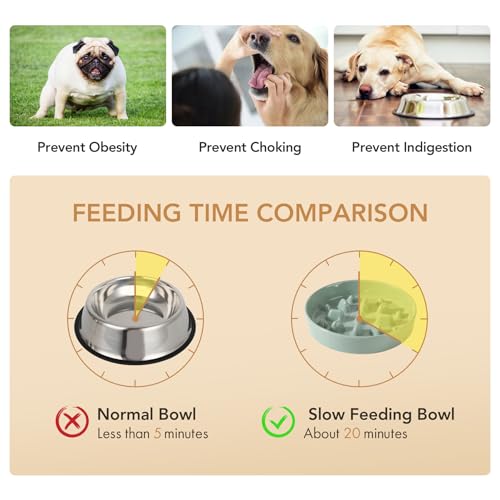 Havniva Ceramic Slow Feeder Dog Bowls, 1.6 Cups Dog Bowl Slow Feeding for Medium Breed, 8.2inch Puzzle Dog Food Bowl Slow Feeder Non-Slip Anti-Gulping and Anti-Choking Reduces Bloating - color: 1 x Light Green-C, size: 8.2inch