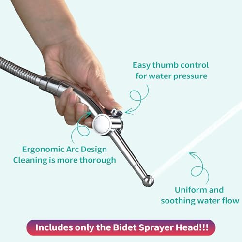 BARROCK Hand Held Bidet Sprayer for Toilet Shattaf Sprayer Replacement, 7 Holes Handheld Jet Spraying Ergonomic Handle Design Baby Cloth Diaper, Brass Valve Inside Chrome - color: Chrome