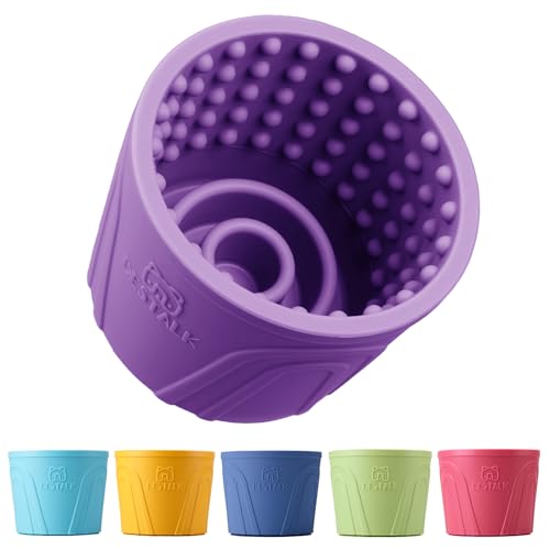 Dog Lick Bowl, Bestalk Anxiety Relief Slow Feeder Dog Lick Mat Treat Dispenser, Non-Slip Dog Licking Bowl Dog Enrichment Toys for Small Medium and Large Breed Dogs, BPA Free Silicone(Purple,S) - color: Purple, size: S