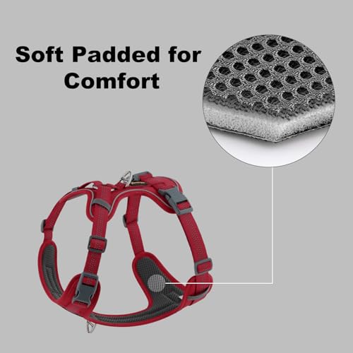 Plutus Pet No Pull Dog Harness, Release at Neck, Soft Padded, Reflective Adjustable Dog Vest Harness for Small, Medium, Large Dogs(Red, S) - color: Red, size: S