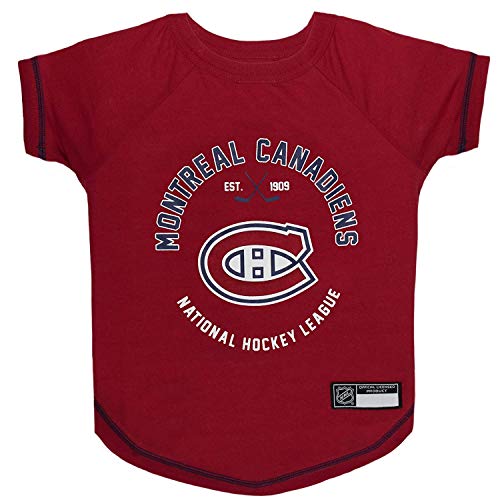 NHL Montreal Canadiens Tee Shirt for Dogs & Cats, X-Small. - Are You A Hockey Fan? Let Your Pet Be An NHL Fan Too! - color: Montreal Canadiens, size: X-Small