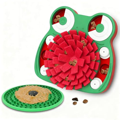 Dog Puzzle Toys, 3-in-1 Dog Training Puzzles with Lick Mat and Slow Food, Stress Relief Interactive Dog Toy for Feeding Keeping Them Busy (Green)