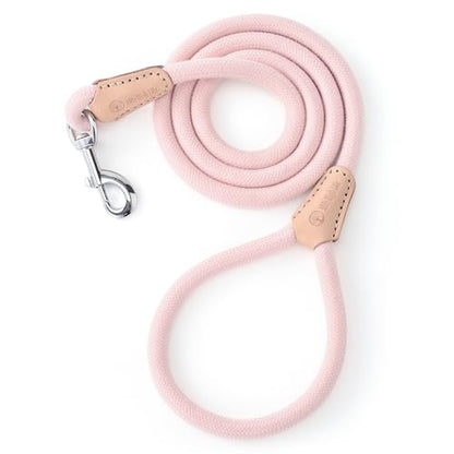 Mile High Life Dog Leash, Rope Leash with Genuine Leather Connection and Heavy Duty Metal Clasp, Great for Small Medium Large Dogs(Light Pink,48 Inch) - color: Rope Handle-Light Pink, size: 48 Inch-1/2"