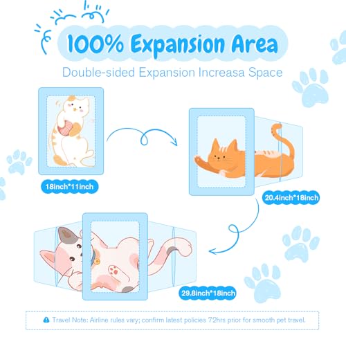 Double Expandable Cat Carrier,Airline Approved Soft-Sided Pet Travel Carrier for Small Dogs Cats under 15 lbs,Waterproof 600D Oxford Fabric with Washable Replacement Liner,Odor-Free & Claw-Proof(Blue) - color: Blue