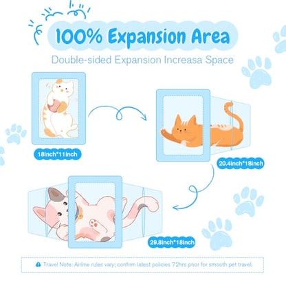 Double Expandable Cat Carrier,Airline Approved Soft-Sided Pet Travel Carrier for Small Dogs Cats under 15 lbs,Waterproof 600D Oxford Fabric with Washable Replacement Liner,Odor-Free & Claw-Proof(Blue) - color: Blue