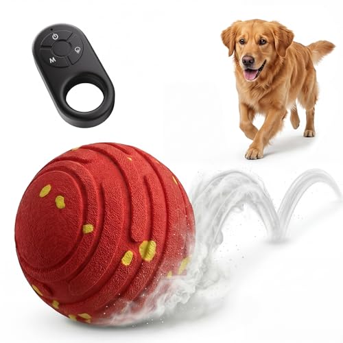 Interactive Dog Toys with Remote Control,Active Rolling Balls with 3 Play Modes, Auto-Moving, Bouncing, High-Resilience E-TPU Chew Resistant IPX6 Waterproof Indoor&Outdoor Use, Toys Dogs - color: Remote