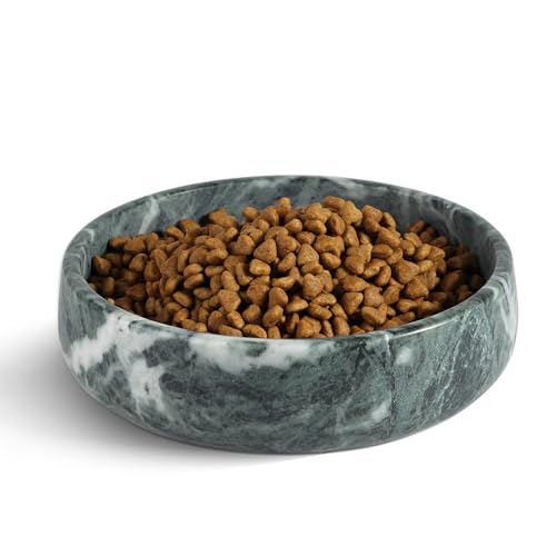 Karibiber Green Marble Dog Bowl, 6lbs Non-Slip,Non-Tipping Heavy Dogs Food Bowl, Large Dog Dish, Weighted Food and Water Bowls for Large Dogs, Natural Marble, Easy to Clean, Holds 6 Cups - color: Indian Green, size: L