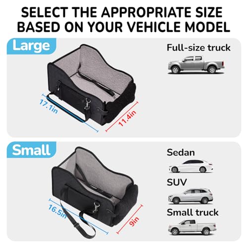 Center Console Dog Car Seat,Pet Puppy Middle Console Dog Car Seat for Small Dogs (Black, Large) - color: Black, size: Large