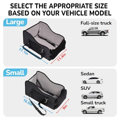 Center Console Dog Car Seat,Pet Puppy Middle Console Dog Car Seat for Small Dogs (Black, Large) - color: Black, size: Large