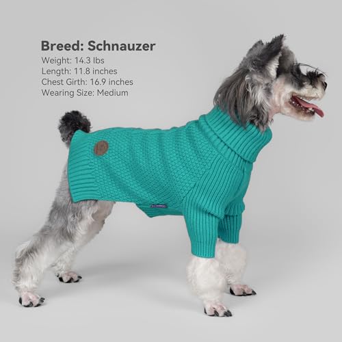 cyeollo Stretchy Fleece Dog Sweater, Knit Sweaters for Small Dogs Girl Warm Turtleneck Doggy Sweatshirt with Sleeves Fall Winter Pullover Cold Weather Dog Clothes, Aqua Green S - color: Aqua Green, size: Small