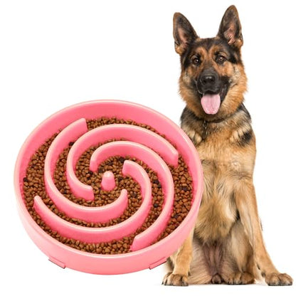 JASGOOD Slow Feeder Dogs Bowl for Large Medium Dogs,Anti-Gulping Pet Slower Food Feeding Bowls Stop Bloat,Preventing Choking Healthy Design Dogs Bowl - color: D-Pink