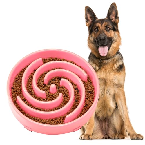 JASGOOD Slow Feeder Dogs Bowl for Large Medium Dogs,Anti-Gulping Pet Slower Food Feeding Bowls Stop Bloat,Preventing Choking Healthy Design Dogs Bowl - color: D-Pink