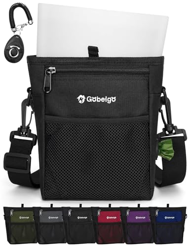 Gobeigo Dog Treat Pouch, Magnetic Closure & Sealable Silicone Bag Insert, 4-Cup Capacity – Belt Clip/Waist Belt/Crossbody Wear, Clicker Included – Great for Pet Training & Walking (Black) - color: Black