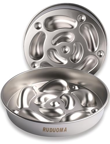 Stainless Steel Dog Bowls for Flat-Faced Brachycephalic Breeds,Gentle Slow Feeding Design,Moderately Slow Down Eating Pace,Non-Slip,2.5 Cups Capacity Metal Bowl for Medium Dogs