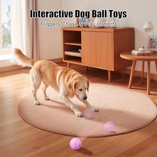 Interactive Dog Ball Toy, Smart Dog Toy for Medium and Large Dogs, Automatic Moving Rotating & Bouncing Ball, Durable E-TPU Material, IP54 Waterproof, Motion-Activated Dog Toy for Active Dogs - color: Pink