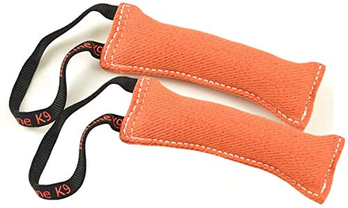 Redline K9 Bundle of 2 French Linen Dog Tug Toy 3 inch X 10 inch - 1 Handles (Orange) - color: Orange