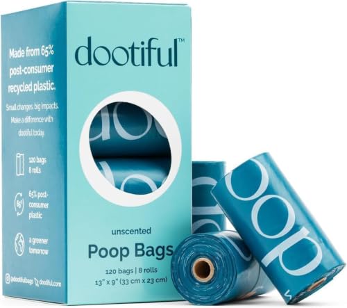 Dog Poop Bags - 120 Unscented Waste Bag, 65% Recycled Materials, Tear Resistant Pet Bags for Poop - 8 Rolls 100% Leak Proof - Extra Thick, Eco-Friendly Doggie Poo Bags for Hassle-Free Cleanup, Outdoor - size: 120 Count (Pack of 1)