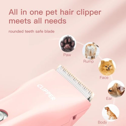 Pet Hair Clipper for Dog Grooming, Low Noise Cat Hair Trimmer for Matted Hair,Waterproof Cordless Pet Shaver for Animals