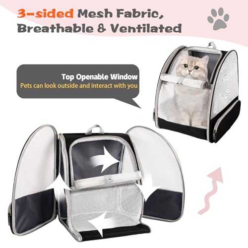 Cat Backpack Carrier,Pet Carrier Airline Approved for Small Dog Cat Puppy Kitten Bunny,Ventilated Mesh Design Animal Backpack for Hiking Camping Travel Bag (Black) - color: Black