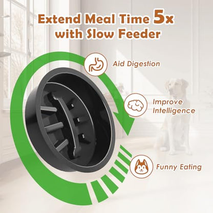 Elevated Dog Bowls: Height Adjustable Raised Dog Stand (4.5'' to 12'') 2 * 1700ml Stainless Steel Bowls + Slow Feeder, Feeding Station w/Storage Organizer & Toy Basket for Medium/Large Breeds - size: Storage Station & Adjustalbe Stand 4.5-12"