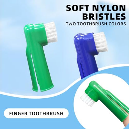 20Pcs Dog Finger Toothbrush with Soft Nylon Bristles 2.36in/6cm | Blue Green Dog Toothbrush Finger,Dog Teeth Cleaning Tool,Pet Dental Care Toothbrush for Puppies Dogs Kittens Cats
