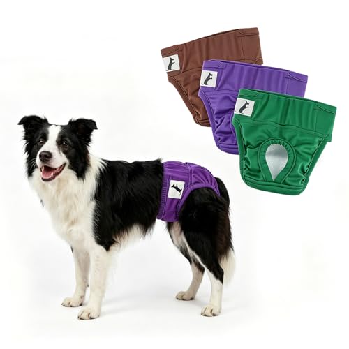 Female Dog Diapers Small Breeds, 3 Pack Washable Dog Period Panties for Small to Medium Dogs, Reusable Doggy Nappies, Pet Sanitary Underwear in Heat/Incontinence, Waist Adjustable, XXL - size: XXL