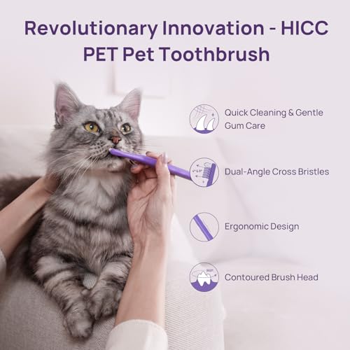 HICC PET Toothbrush for Cats & Small Dogs,Ergonomic Pet Toothbrush for Easy Teeth Cleaning,Gentle on Gums, Cat & Dog Dental Care – Toothpaste Not Included - color: Purple for Cats & Small Dogs