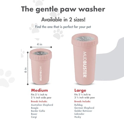 Dexas MudBuster Medium Dog Paw Cleaner, Blush, Fits 1.5"-2.5" Wide Paws, Gentle Silicone Bristles for Quick, Easy Cleaning - color: Blush, size: Medium without Lid