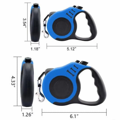 Retractable Dog Leash, Blue, 16.5 Ft, Polyester Flat Traction Belt, 360 Rotational Tangle-Free Hook, One-Button Brake and Lock, for Small and Medium Dogs up to 33 lbs - color: Blue And Black
