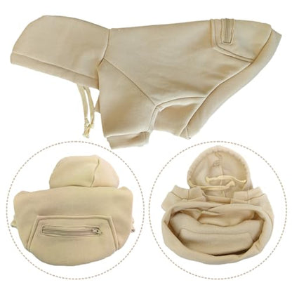 Jecikelon Dog Hoodies for Small Dogs with Zipper Pocket, Soft Fleece Puppy Clothes with Rope Hat, Warm Winter Outfits Cold Weather Coats, Cute Sweatshirt Chihuahua Costume (Beige, Medium) - color: Beige, size: Medium