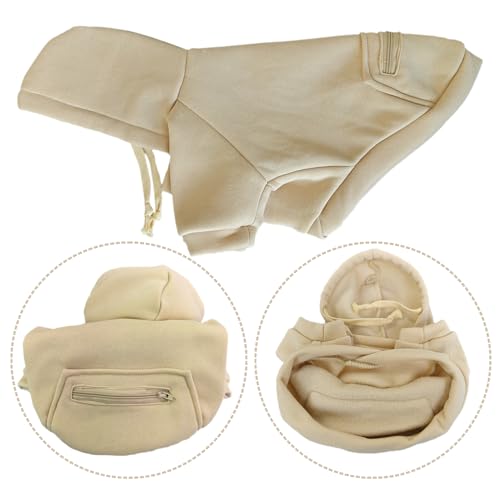 Jecikelon Dog Hoodies for Small Dogs with Zipper Pocket, Soft Fleece Puppy Clothes with Rope Hat, Warm Winter Outfits Cold Weather Coats, Cute Sweatshirt Chihuahua Costume (Beige, Large) - color: Beige, size: Large