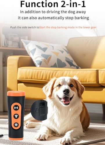Ultrasonic Dog Bark Deterrent Device, Anti Barking Device for Dogs, Dog Training Stops Bad Behavior, Effective Control Range Ultrasonic 50ft, Flashlight & Beep | Safe for Human & Dogs