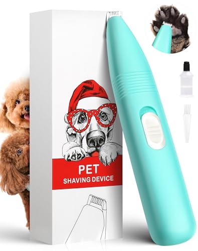 Dog Grooming Clippers, Dog Paw Trimmer with Detachable Ceramic Blade for Trimming Small Areas of Pet's Hair, Low Noise Paw Grooming Shaver for Cat's Eyes Face Ears Paws (Blue)