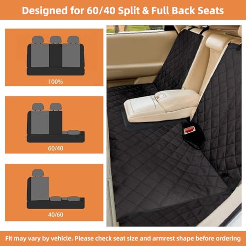 Bark Lover Dog Car Seat Cover for Back Seat, Upgraded Thickened Matte Fabric, Waterproof Car Seat Protector, Non-Slip Backseat Cover for Dogs in Car, Armrest Compatible, Fits Most Cars SUVs & Trucks - color: Black2-DZ