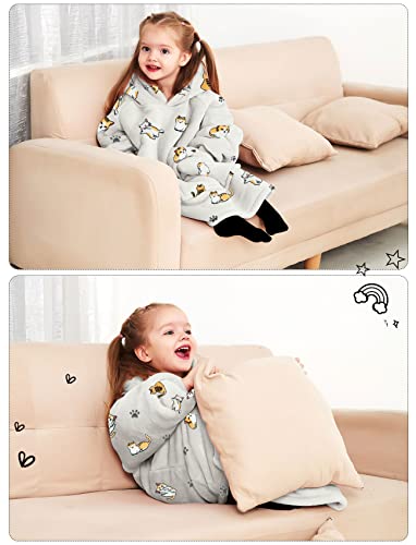KFUBUO Wearable Blanket Hoodie for Kids Toddlers Sherpa Blanket Sweatshirt With Pocket Cute Hoodies 2-6 Year Old Girl Birthday Gifts Cat - color: Cat, size: Kids 2-6YR