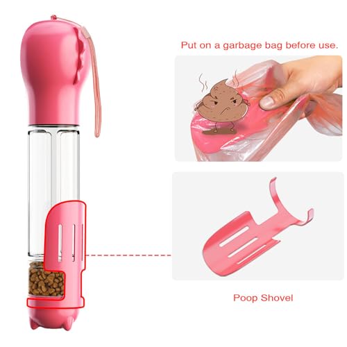 DoqiPaw Dog Travel Water Bottle Leak Proof No Spill Lead Leash Waterer Feeder Accessory Alternative to Dispenser Portable Pet Bowl Large Dogs(500ml) (Pink) - color: Pink