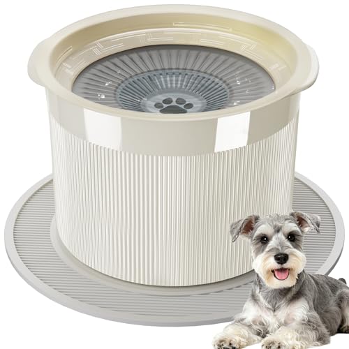 No Spill Ceramic Dog Water Bowl, Large Capacity Slow Drinking Bowl with Floating Disk & Filter, Heavy Duty Anti-Slip Bowl for Small to Medium Dogs, Cats & Multi-Pet Homes Indoor