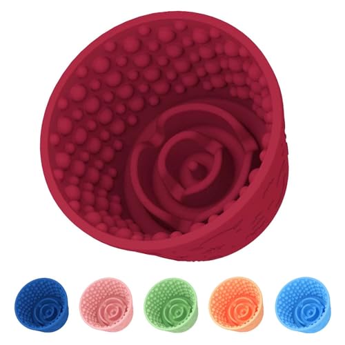 Dog Slow Feeder Lick Bowl, Non-Slip Dog Licking Treat Dispenser, Slow Feeder Bowls for Small Medium Large Breed Dogs, Anxiety Relief & Anti-Choking, BPA Free Silicone (Claret, 1.6 Cup) - color: Claret