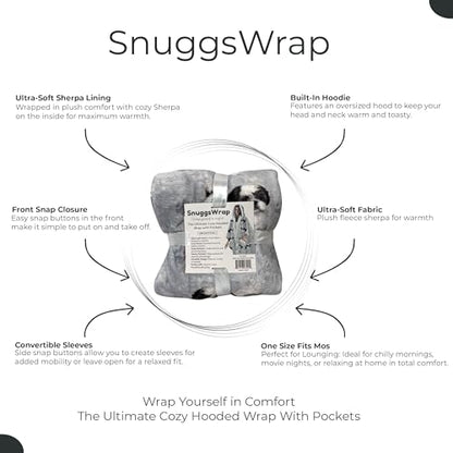 E&S Pets Sherpa Wearable Blanket Hoodie for Women – Soft Fleece Snuggs Wrap – 32 Dog & Cat Breeds – Warm Pet Lover Gifts - color: Shih Tzu Black N White