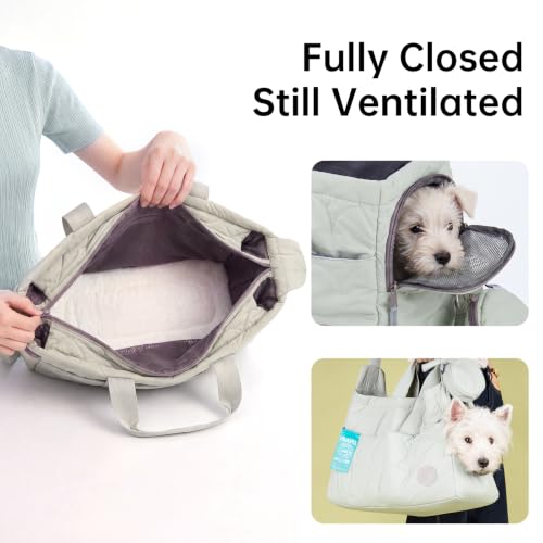 Macaron Cloud Pet Carrier Bag for Small Dogs and Cats, Lightweight Handheld Shoulder Crossbody Puppy Carrier with Storage Pocket, Breathable Expandable Pet Travel Carrier (Pea Green) - color: Pea Green