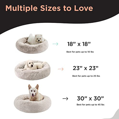 Best Friends by Sheri SnuggleSoft Faux Fur Calming Donut Bed for Dogs, Brown, Small, 23x23 - color: Rabbit Faux Fur Brown, style: Small