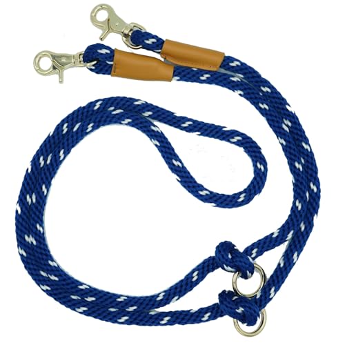 7FT Hands Free Dog Leash, Waist Dog Leash for Walking Running - color: Navy blue/ white