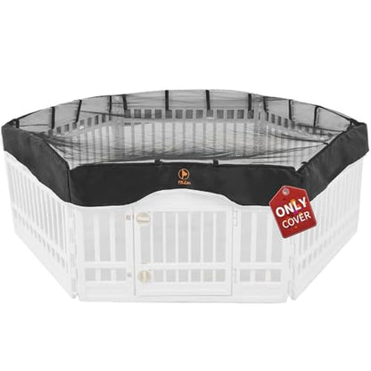 PJYuCien Dog Playpen Mesh Top Cover, Fits 36 Inch 6 Panels Regular Hexagonal Plastic Exercise Pet Pen, Adhesive Tape Connections, Black (Note: Cover Only, Fence Not Included) - style: Black Cover, 36"Width, Black ( Adhesive Tape Connections )
