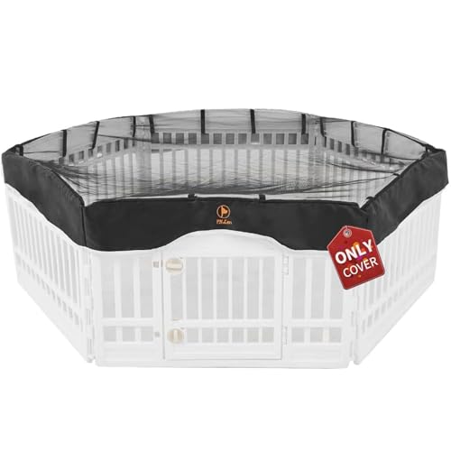 PJYuCien Dog Playpen Mesh Top Cover, Fits 36 Inch 6 Panels Regular Hexagonal Plastic Exercise Pet Pen, Adhesive Tape Connections, Black (Note: Cover Only, Fence Not Included) | More Peace of Mind, More Safe, and Reduce Mess, Suitable for Puppy, Duck, and
