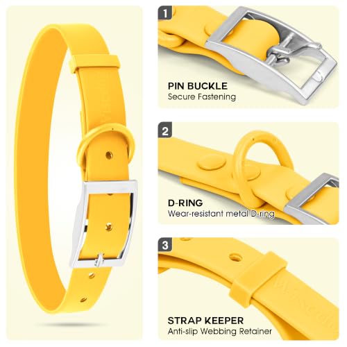 Wisedog Small Puppy Collar, Butter Yellow, XS 7"-10" × 1/2" | Soft Rubber Coated Webbing, For Small Dogs Cats, Cute Pet Collars - color: Butter Yellow