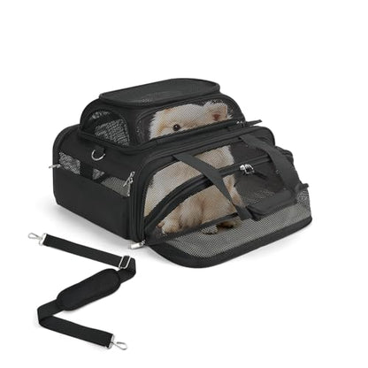 pidipiti 18x14x8 TSA Approved,top and Side Expandable pet Carrier for Extra-Small Dog Under 6 lbs,or Medium cat Under 10 lbs,for Airlines only Have 8'' Height Space underseat