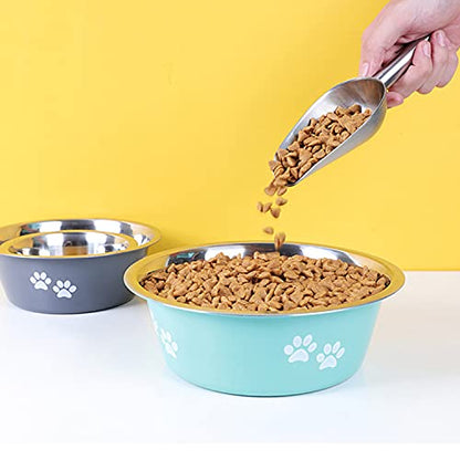 Stainless Steel Dog Bowls 2 Pack Medium Large Dogs Feeding Food Water Bowl with Non-Slip Silicone Sole, Stainless Steel Dog Dishes Elevated Raised Pet Feeder (Green+Grey, L(6.6 Cups)) - color: Green+Grey, size: L(6.6 Cups)